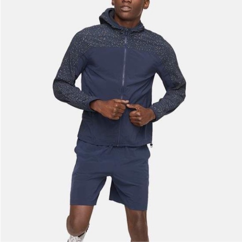 Outdoor Voices Men’s Rally Navy Blue Zip Up Windbreaker Jacket